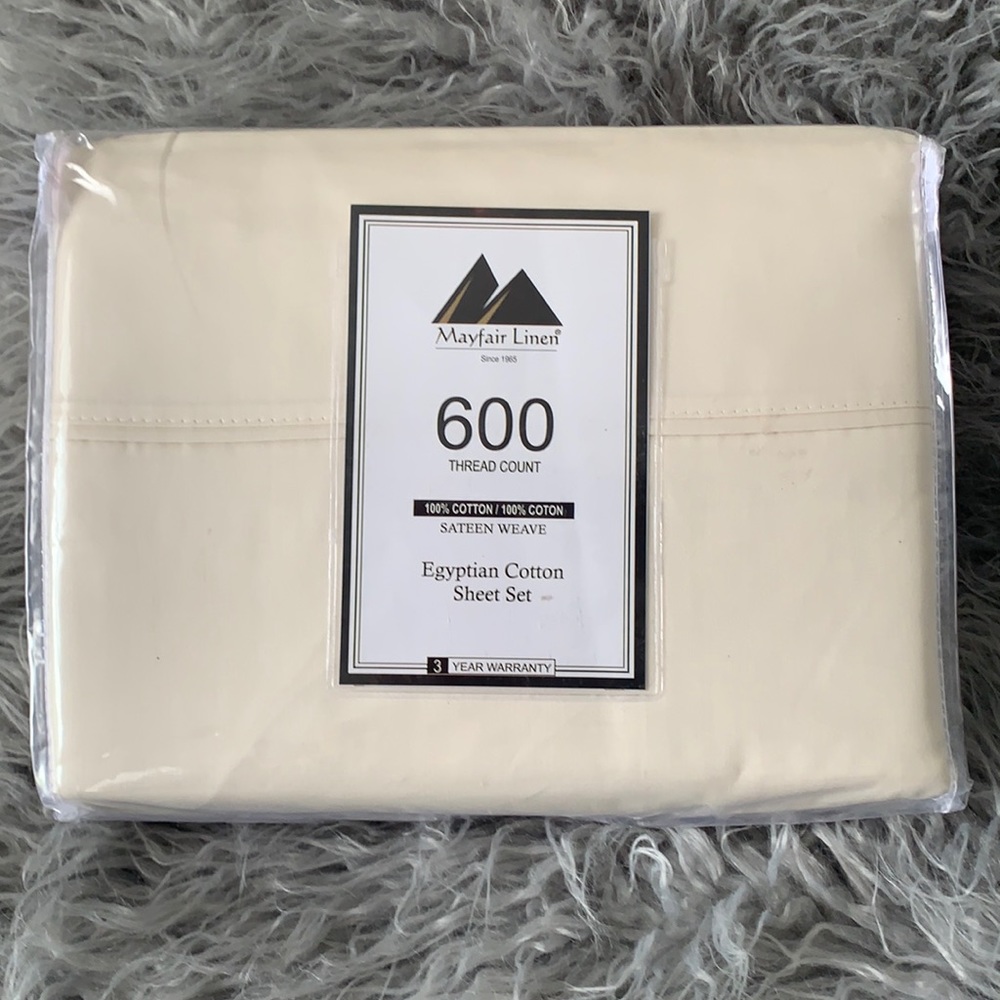 MayfairLinen Egyptian Cotton sheet, ivory- KING